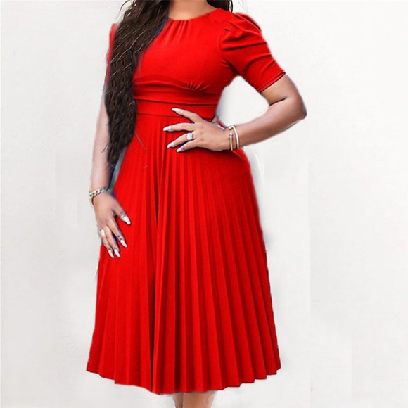 Damen Übergröße Arbeitskleidung Feste Farbe Rundhalsausschnitt Kurzarm Winter Herbst Büro Elegant Formell Midikleid Formal Arbeit Kleid Lightinthebox