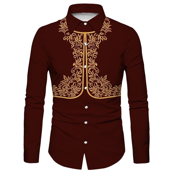 Herren Hemd Westernhemd Blumen Grafik-Drucke Umlegekragen Schwarz Wein 3D-Druck Outdoor Strasse Langarm Button-Down Bedruckt Bekleidung Modisch Designer Casual Weich Lightinthebox
