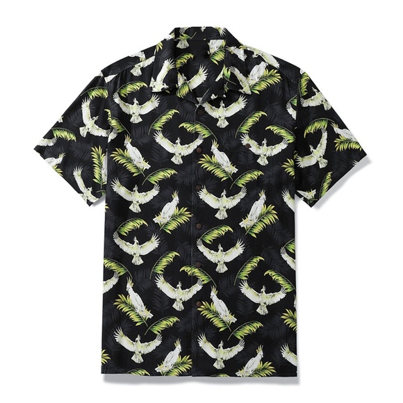 Herren Hemd Papagei Blätter Umlegekragen Schwarz 3D-Druck Outdoor Strasse Kurze Ärmel Button-Down Bedruckt Bekleidung Tropisch Modisch Designer Hawaiianisch Lightinthebox