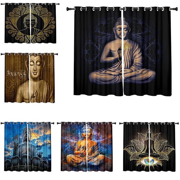3d buddhismus weihnachten neujahr geschenk vorhänge verdunkelungsvorhänge gedruckt wärmeisolierte vorhänge für schlafzimmer wohnzimmer moderne tülle fenstervorhänge vorhang vorhänge Lightinthebox