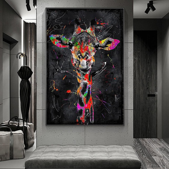 Giraffen-Graffiti-Wandkunst-Leinwandbilder auf der Wandkunstposter und -drucke Tiere moderne Bilder für Kinderzimmerdekoration Lightinthebox