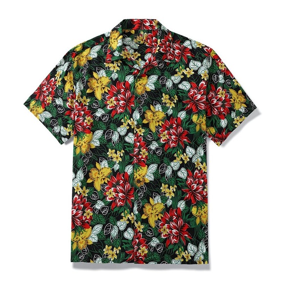 Herren Hemd Blumen Umlegekragen Schwarz 3D-Druck Outdoor Strasse Kurze Ärmel Button-Down Bedruckt Bekleidung Tropisch Modisch Designer Hawaiianisch Lightinthebox