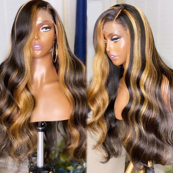 Remy Menschenhaar 13x4 Spitzenfront Perücke Stufenhaarschnitt Brasilianisches Haar Große Wellen Wellen Mehrfarbig Perücke 130% 150% Haardichte mit Babyhaar Strähnchen / Balayage-Technik Natürlicher Lightinthebox