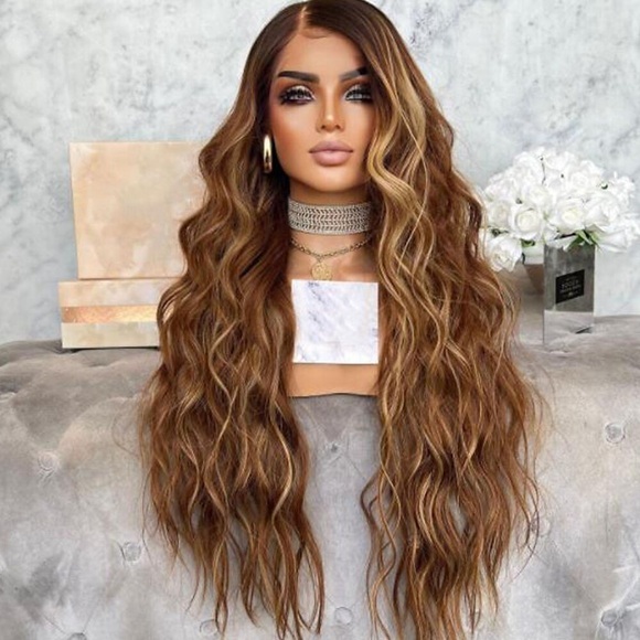 Unverarbeitetes reines Haar 13x4 Spitzenfront Perücke Freier Teil Brasilianisches Haar Wellen Mehrfarbig Perücke 130% 150% Haardichte mit Babyhaar Strähnchen / Balayage-Technik Natürlicher Haaransatz Lightinthebox