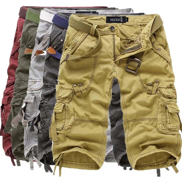 Herren Cargo Shorts Kurze Hosen Capri-Shorts Caprihose Kurze Hose für Wanderer Zip Multi Pocket Glatt Wadenlänge Casual Täglich 100% Baumwolle Sport Strassenmode Cachi scuro Armeegrün Unelastisch Lightinthebox