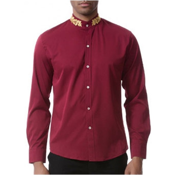 Herren Smokinghemden Blumen Ständer Wein Schwarz Weiß Party Festtage Langarm Bestickt Button-Down Bekleidung Modisch Casual Atmungsaktiv Komfortabel Lightinthebox