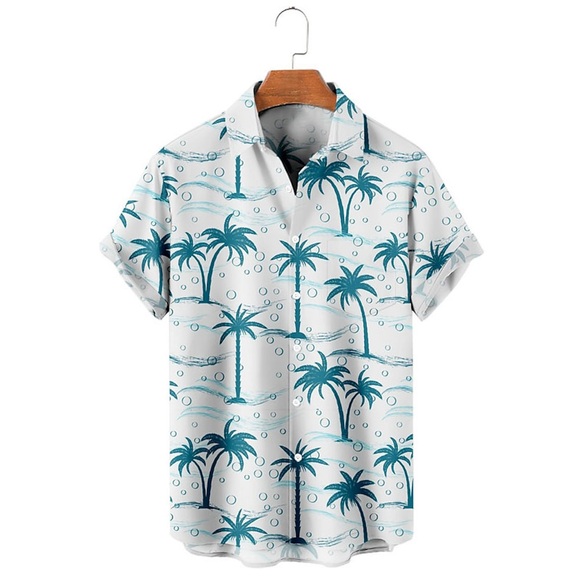 Herren Hemd Hawaiihemd Sommerhemd Kokosnussbaum Grafik-Drucke Umlegekragen Blau Outdoor Strasse Kurze Ärmel Button-Down Bedruckt Bekleidung Tropisch Modisch Hawaiianisch Designer Lightinthebox