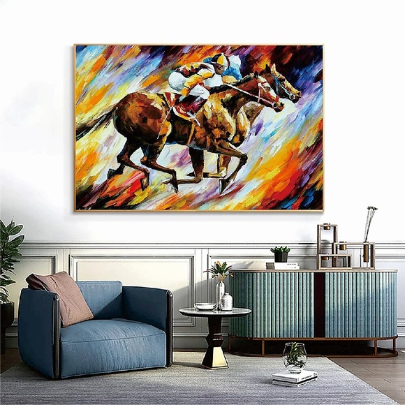 Handgefertigtes handgemaltes Ölgemälde Wand modernes abstraktes Reitpferd Malerei Spachtel Kunst Leinwand Gemälde Heimdekoration Dekor gerollte Leinwand kein Rahmen ungedehnt Lightinthebox