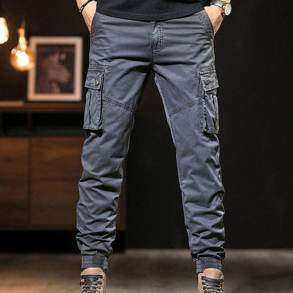 Herren Cargohose Cargohosen Hose Hosen Elastischer Ärmelbund 6 Tasche Glatt Komfort Outdoor Täglich Ausgehen 100% Baumwolle Modisch Strassenmode Schwarz Grün Lightinthebox