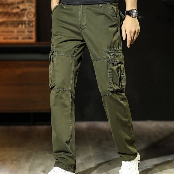 Herren Cargohose Cargohosen Hose Hosen 6 Tasche Glatt Komfort Outdoor Täglich Ausgehen 100% Baumwolle Modisch Strassenmode Schwarz Königsblau Lightinthebox