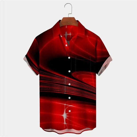 Herren Hemd Hawaiihemd Sommerhemd Farbverlauf Grafik-Drucke Umlegekragen Rote Outdoor Strasse Kurze Ärmel Button-Down Bedruckt Bekleidung Tropisch Modisch Hawaiianisch Designer Lightinthebox