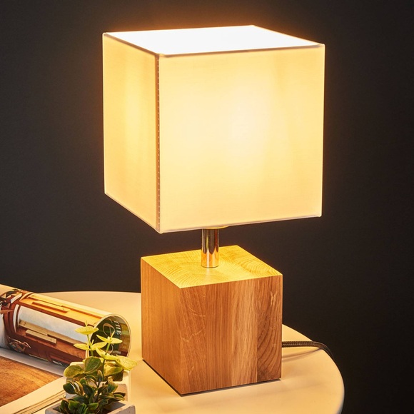 Tischlampe Trongo Würfel geölt Schirm