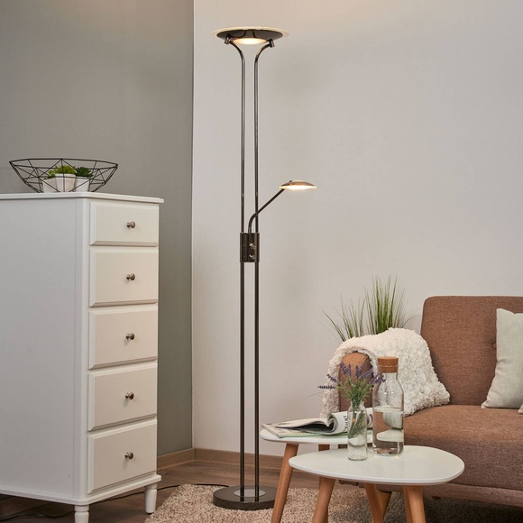 Glänzender LED-Deckenfluter Aras, schwarzchrom