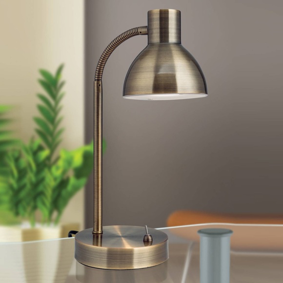 Klassische LED-Schreibtischlampe Isra altmessing