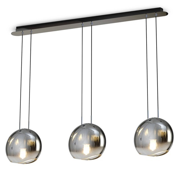 Dreiflammige Pendelleuchte Lens mit Glasschirmen