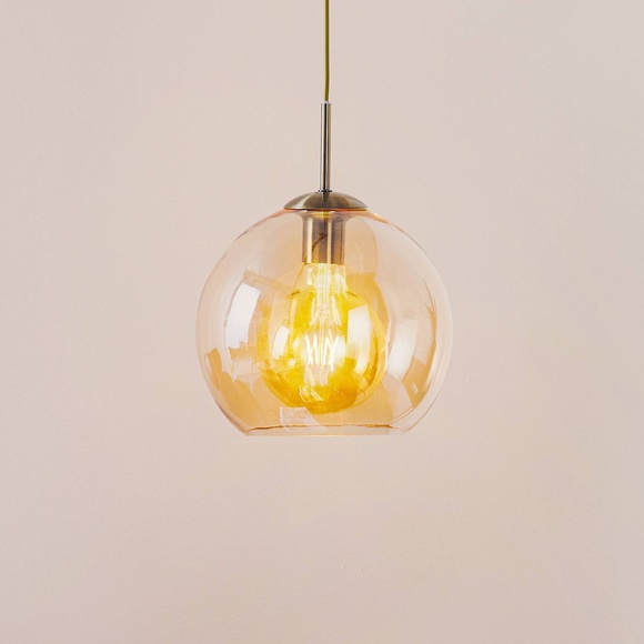 Hängeleuchte Balls m bernsteinfarb. Glaskugel 25cm