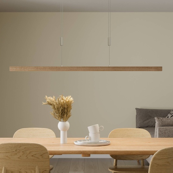 Eichenholz-LED-Balkenpendellampe Nora - 118 cm