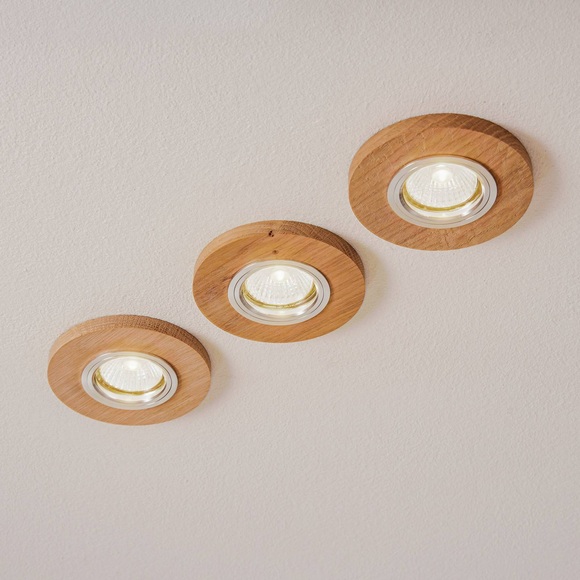 LED-Einbaustrahler Sirion, Ø 10 cm eiche geölt 3er