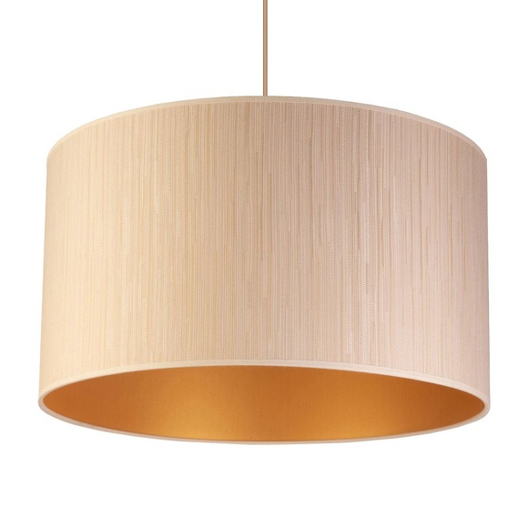 Hängeleuchte Essex, strukturierter Stoff, gold