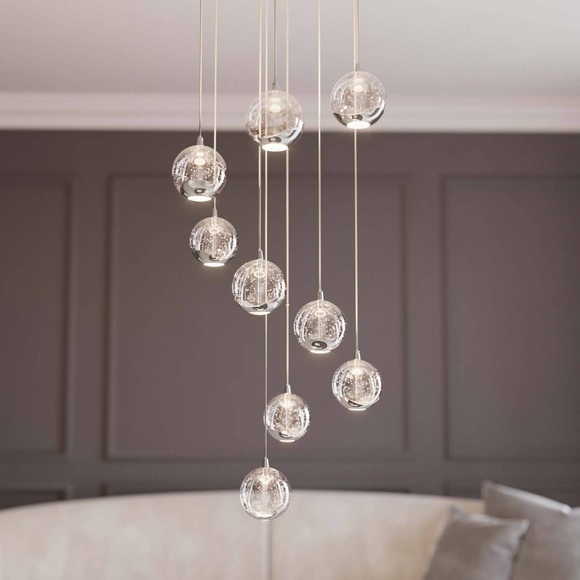 Lucande Hayley LED-Hängelampe, 9-flammig, chrom