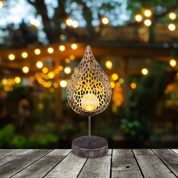 Solarleuchte Metall gold patiniert 1xLED