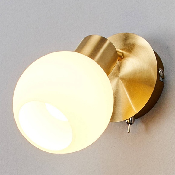 Einflammige LED-Wandleuchte Elaina, messing