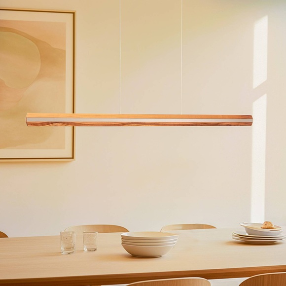 Quitani Elis LED-Hängelampe Nussbaum/nickel 148 cm