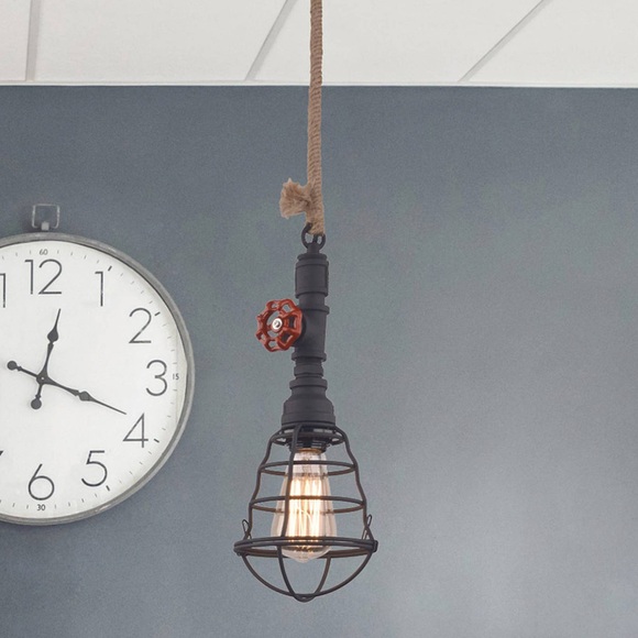 Pendellampe im Industriedesign - schwarz