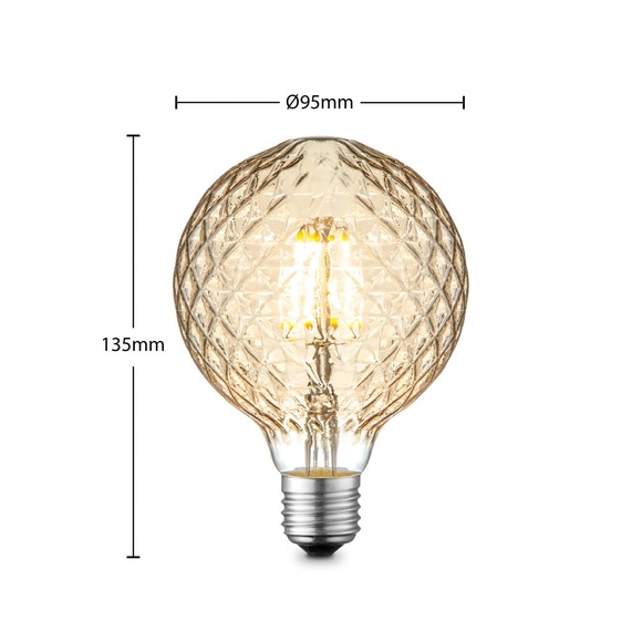 Lucande LED-Lampe E27 G95 4W 2.700K dimmbar amber