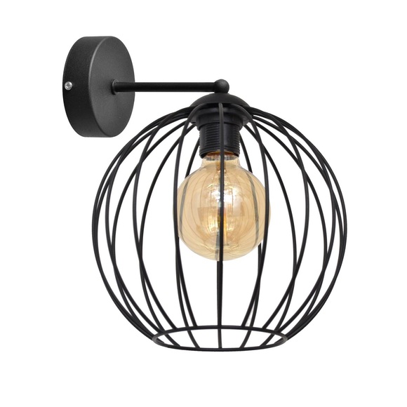 Wandleuchte Cumera in Schwarz mit Käfigschirm