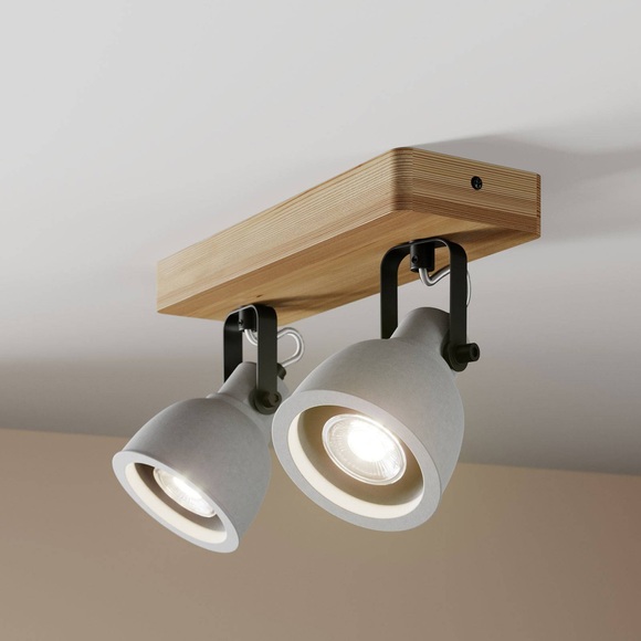 Lindby Mirka LED-Deckenleuchte, Pinienholz, 2-fl.