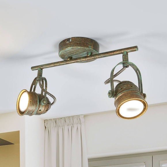 Zweiflammiger LED-Strahler Leonor in Antikoptik