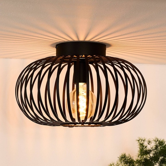 Käfig-Deckenleuchte Manuela in Schwarz, 40 cm