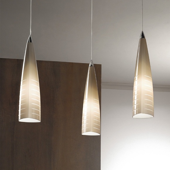 Hängeleuchte Iris 3fl. mit beigen Glasschirmen