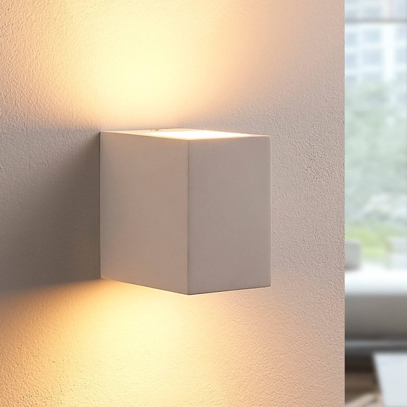 LED-Wandleuchte Jannes aus Gips, eckig