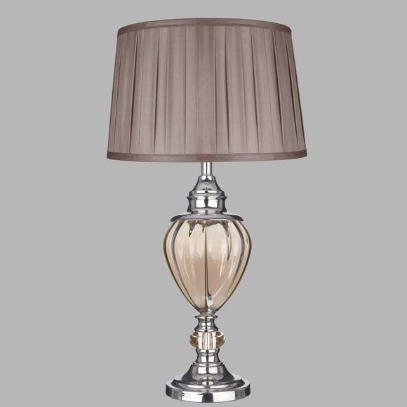 Tischlampe Greyson mit Textilschirm in Braun