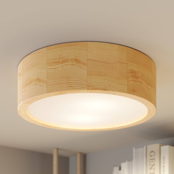 Deckenlampe Cleo aus Holz mit Diffusor, Ø 27,5cm
