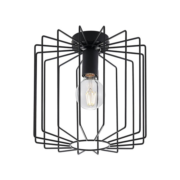 Lindby Agosto Deckenlampe, Metallkäfig, schwarz