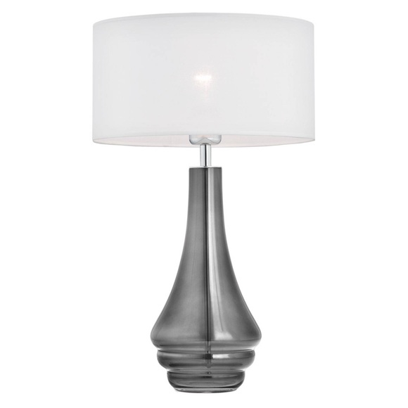 Tischlampe Arabesca Fuß Rauchglas, Schirm weiß