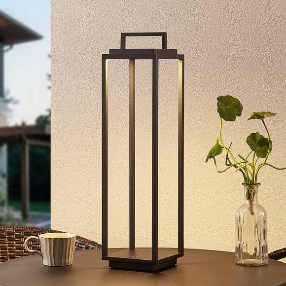 Lucande Elaja LED-Außenlaterne, USB, schwarz