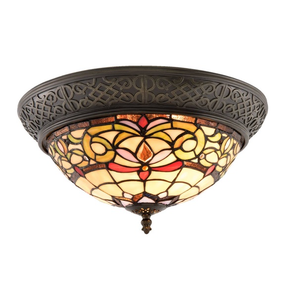 Deckenlampe 5909 mit breitem Rand und buntem Glas