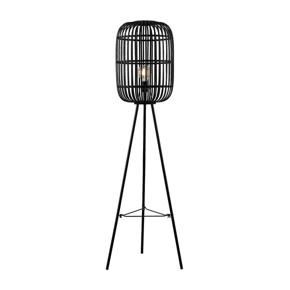 Lindby Canyana Stehleuchte aus Rattan, schwarz