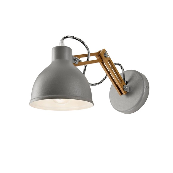 Wandlampe Skansen, Holzarm verstellbar, grau