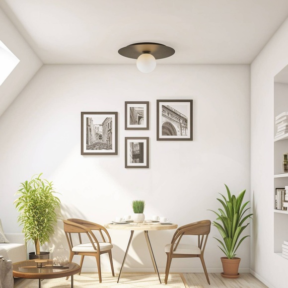 Deckenlampe Solar, schwarz/opal, einflammig