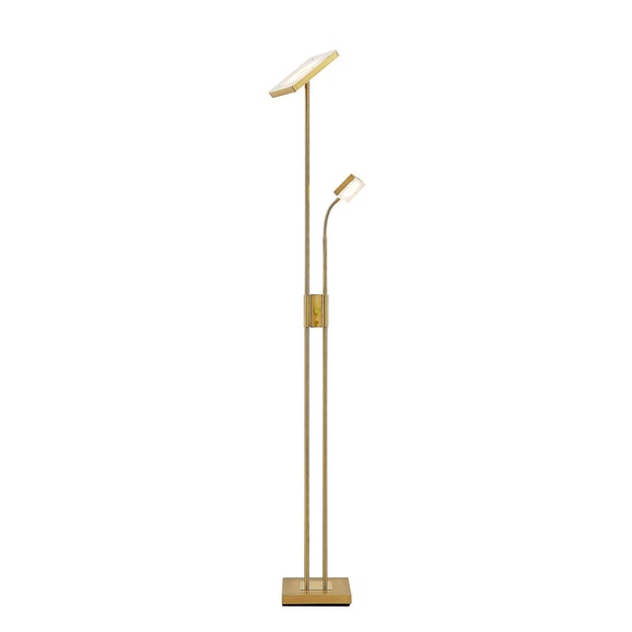 Lindby Seppa LED-Stehleuchte, eckig, messing