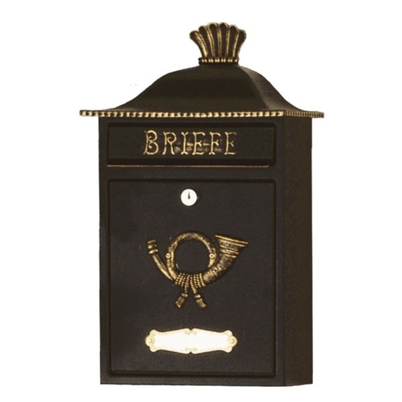 Briefkasten MARENO in Schwarz mit Golddekor