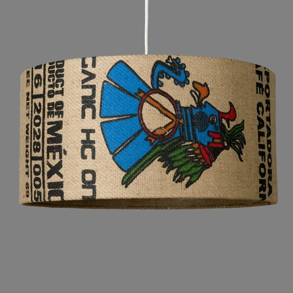 Hängeleuchte N°94 Perlbohne aus Jute mit Druck