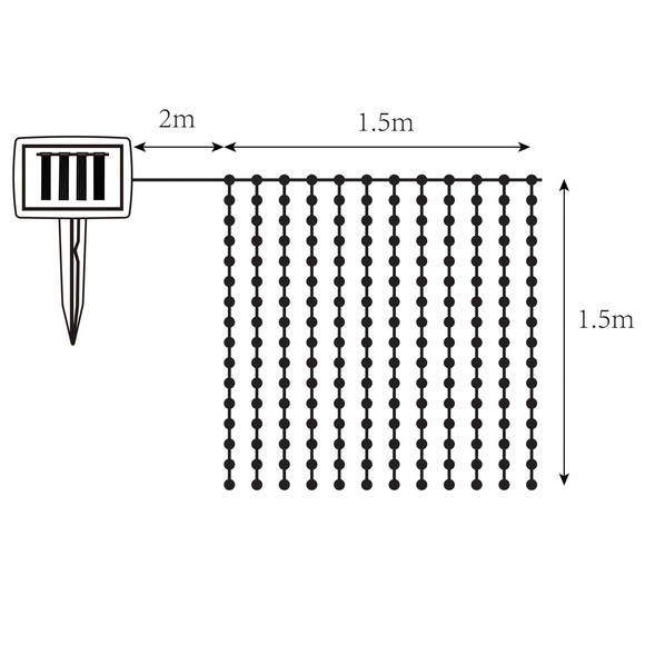 Solar-LED-Lichtervorhang IP44 150x150cm192-flammig