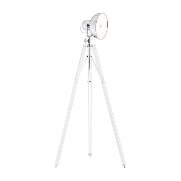 LED-Stehleuchte Forada Dreibein Holz weiß/chrom