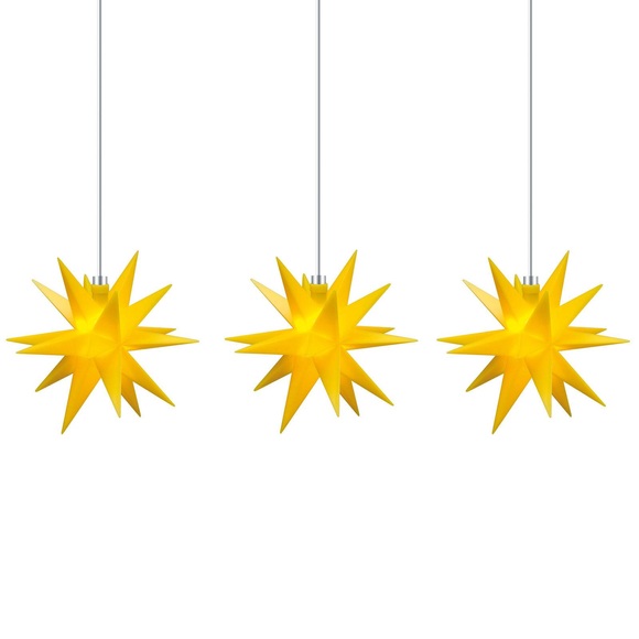 Lichterkette Stern innen, 18-Zacker, 3-flg., gelb